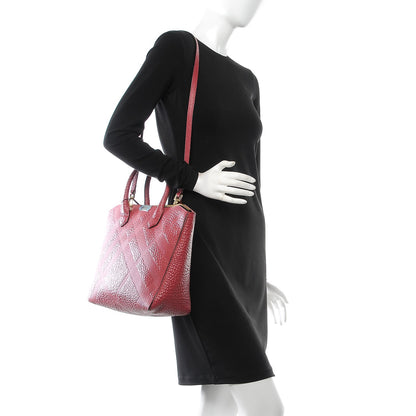 Burberry Heritage Grain Check Embossed Medium Dewsbury Tote Peony Rose 3 of 9