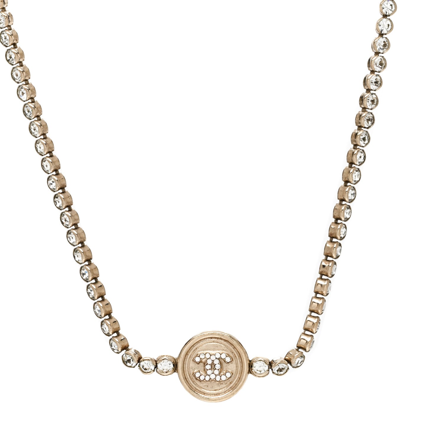 Crystal CC Chain Short Necklace Gold