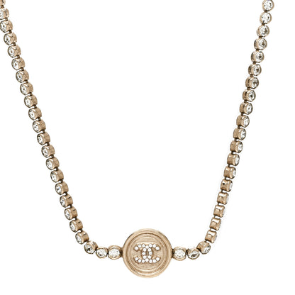 Chanel Crystal CC Chain Short Necklace Gold 1 of 5