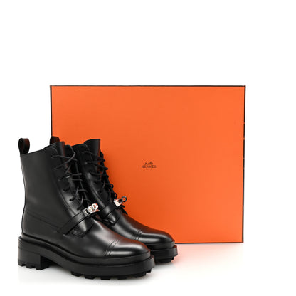 Hermes Glossed Calfskin Funk Ankle Boots 36 Black 10 of 10