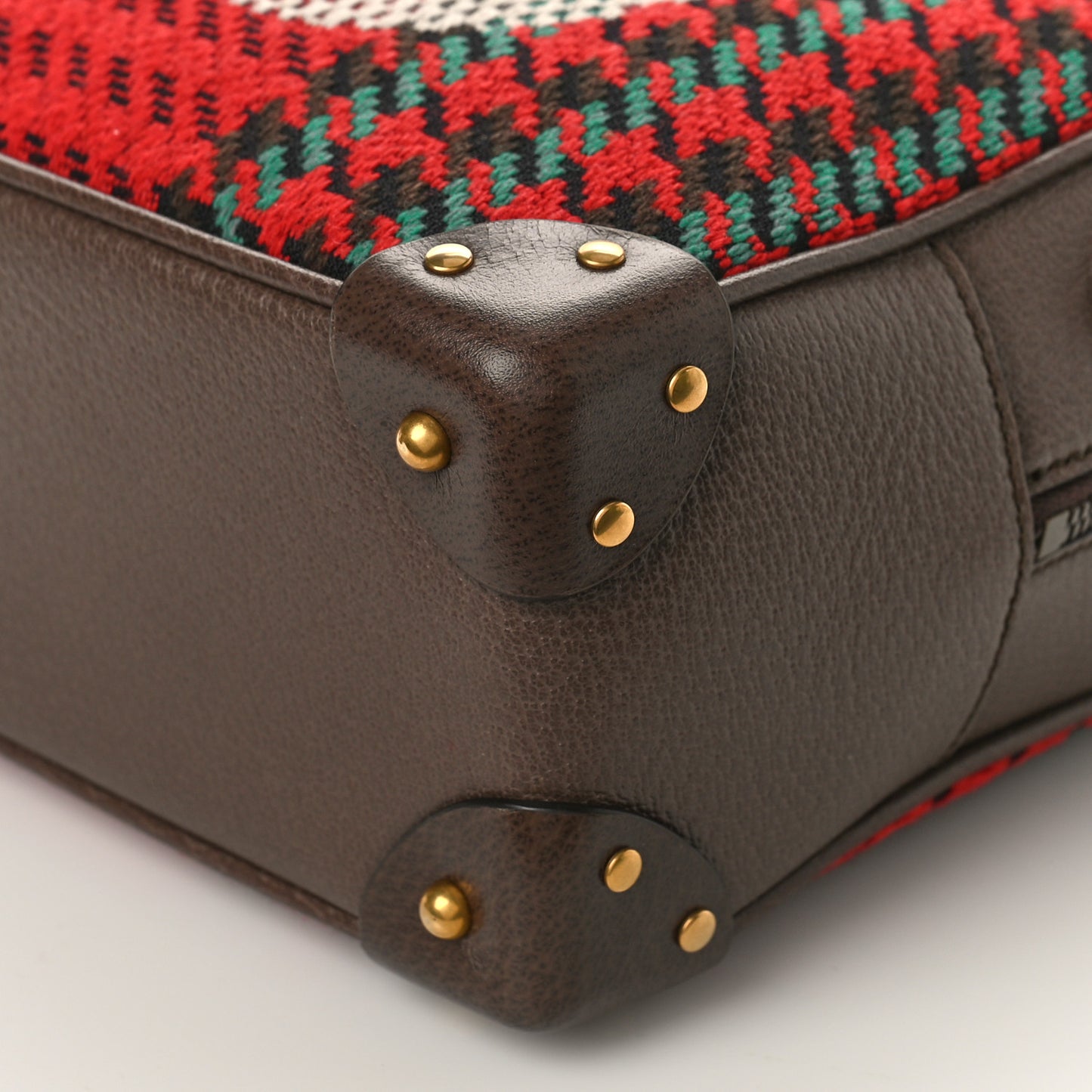 Cotton Wool Textured Calfskin Houndstooth Woven Square Messenger Bag Red Green Ivory Multicolor New Acero