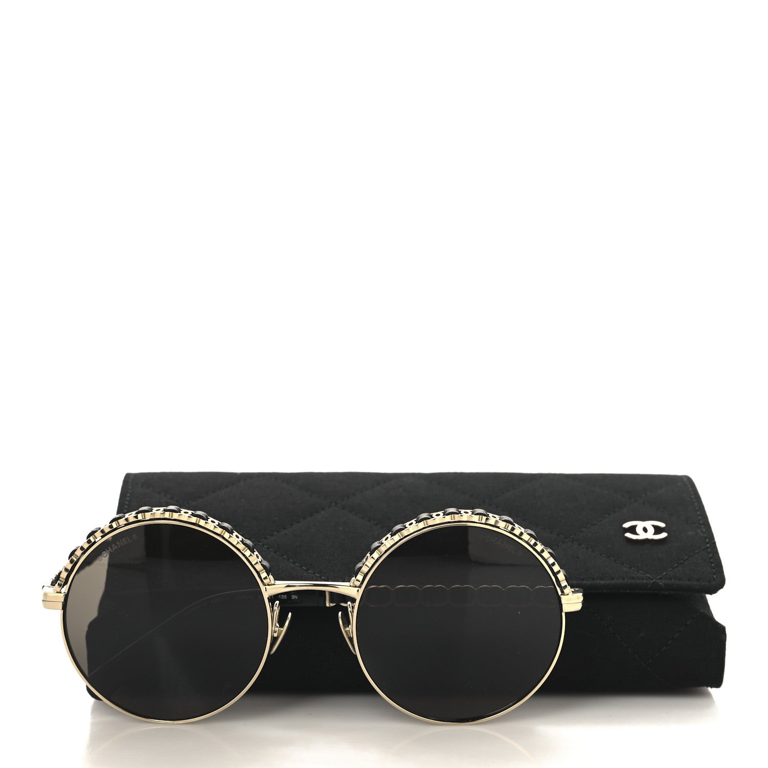 Chanel Metal Calfskin Round Chain Sunglasses 4265-Q Black 7 of 7