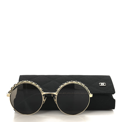 Chanel Metal Calfskin Round Chain Sunglasses 4265-Q Black 7 of 7