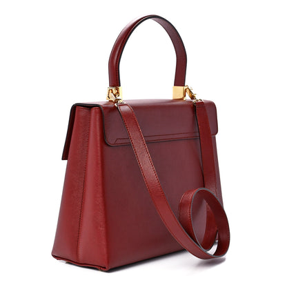 Salvatore Ferragamo Calfskin Top Handle Bag Red 3 of 12