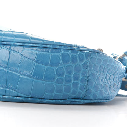 Balenciaga Extra Supple Calfskin Crocodile Embossed Le Cagole Shoulder Bag XS Turquoise 5 of 8