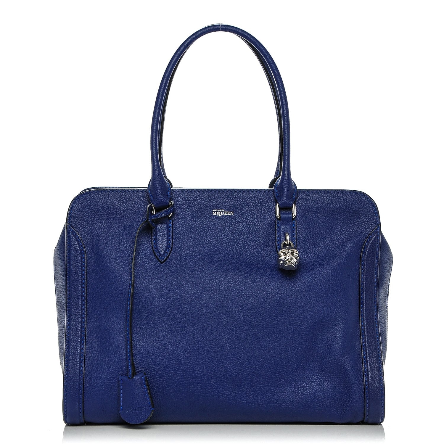 Alexander McQueen Pebbled Calfskin Large Skull Padlock Zip Around Tote Ultramarine 1 of 6