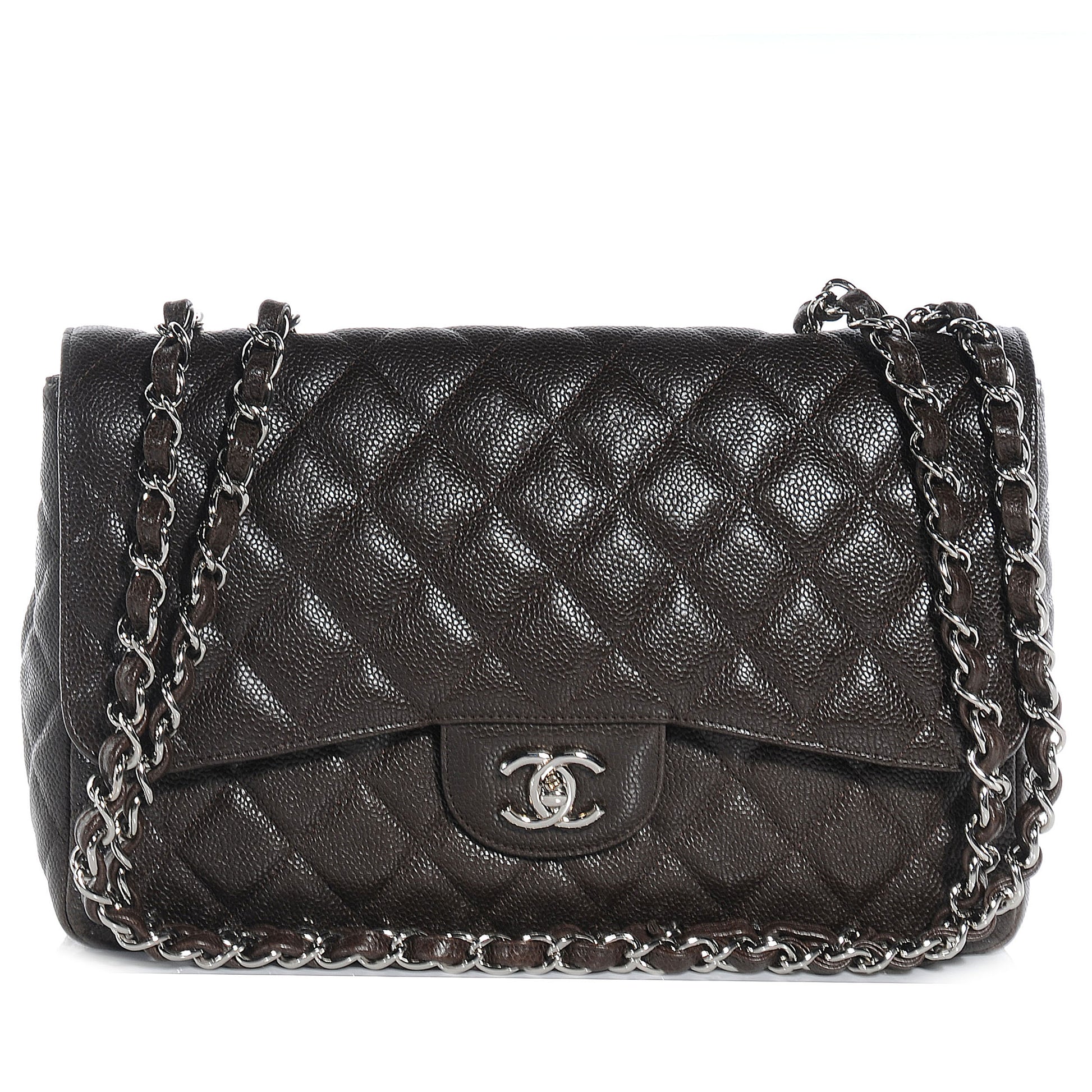 Chanel Caviar Jumbo Single Flap Dark Brown 1 of 8