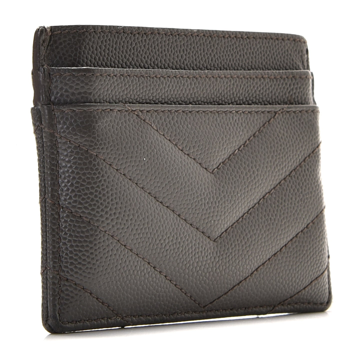 Grain De Poudre Matelasse Chevron Monogram Credit Card Case Coal