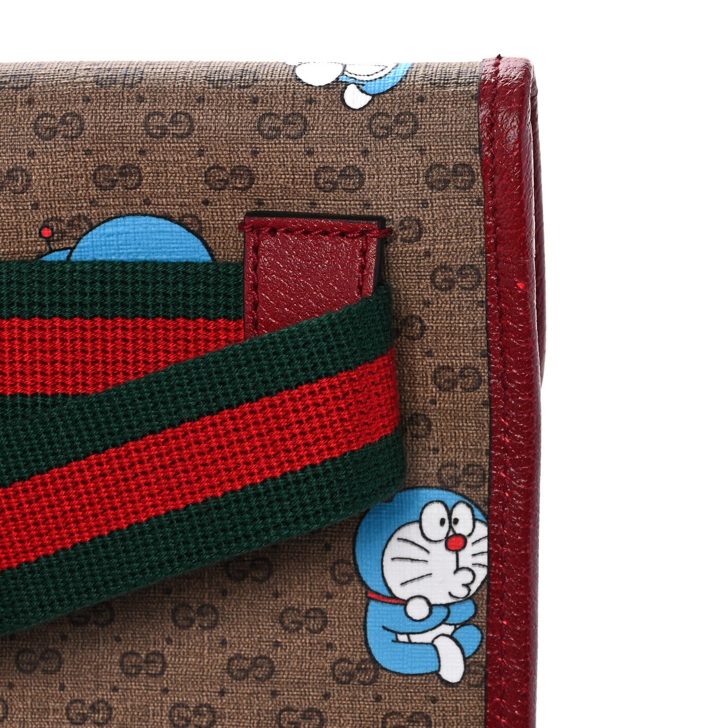Gucci X DORAEMON Mini Vintage GG Supreme Monogram Web Slim Belt Bag Beige Cherry Red 11 of 12