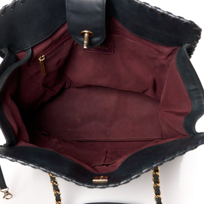 Chanel Iridescent Calfskin Quilted Happy Stitch Shopping Tote Black 5 of 11