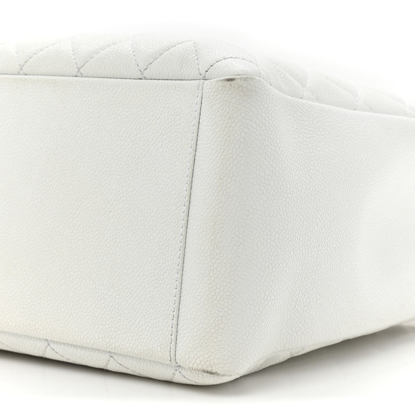 Caviar Quilted Grand Shopping Tote GST White
