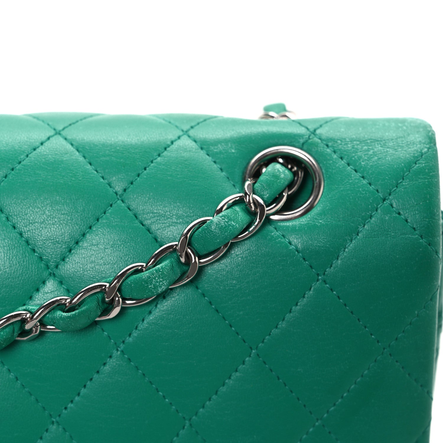 Chanel Lambskin Quilted Medium Double Flap Green 11 of 13