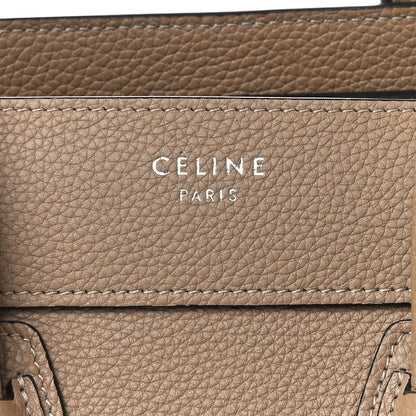 Celine Drummed Calfskin Micro Luggage Dune 8 of 15