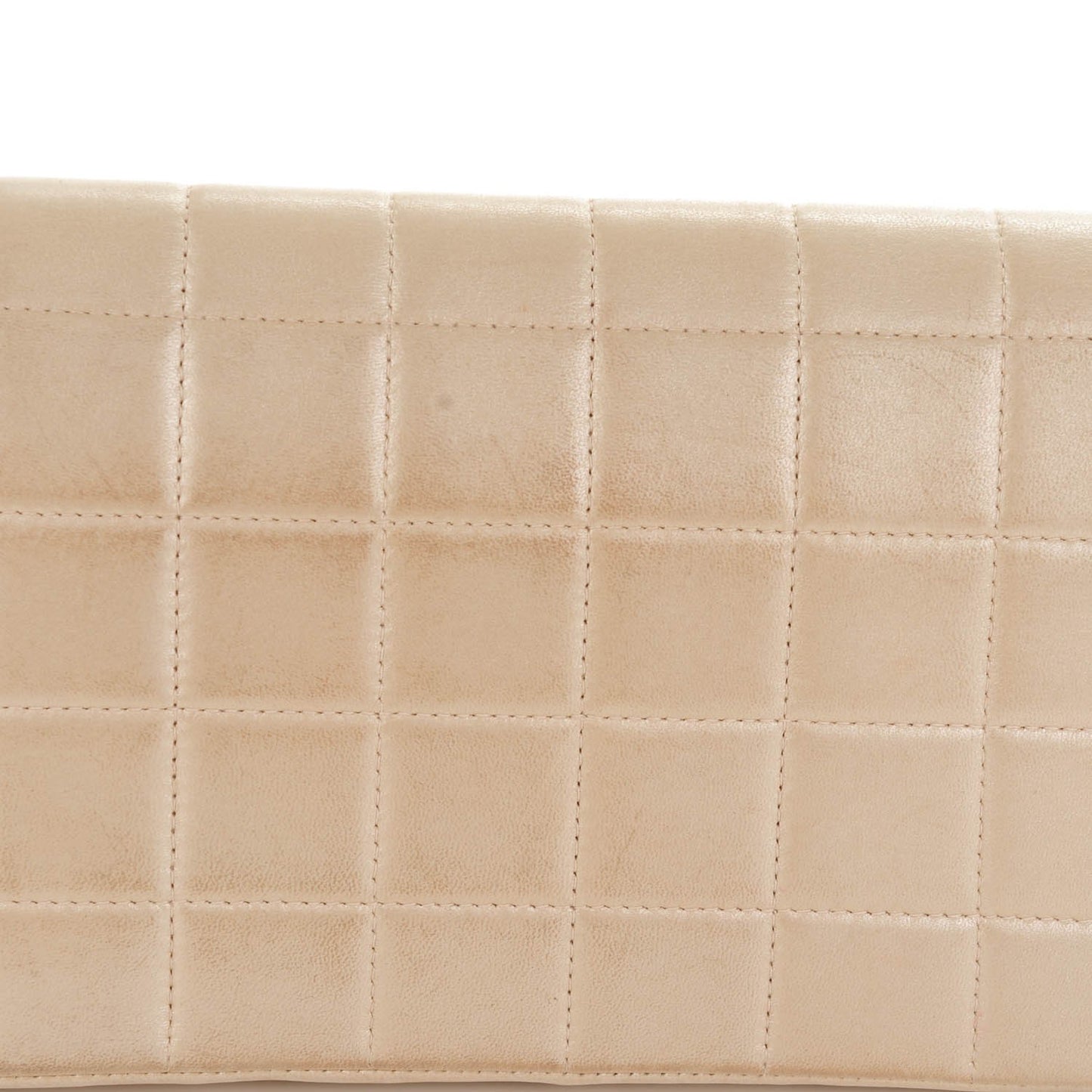Metallic Lambskin Quilted East West Chocolate Bar Flap Light Gold