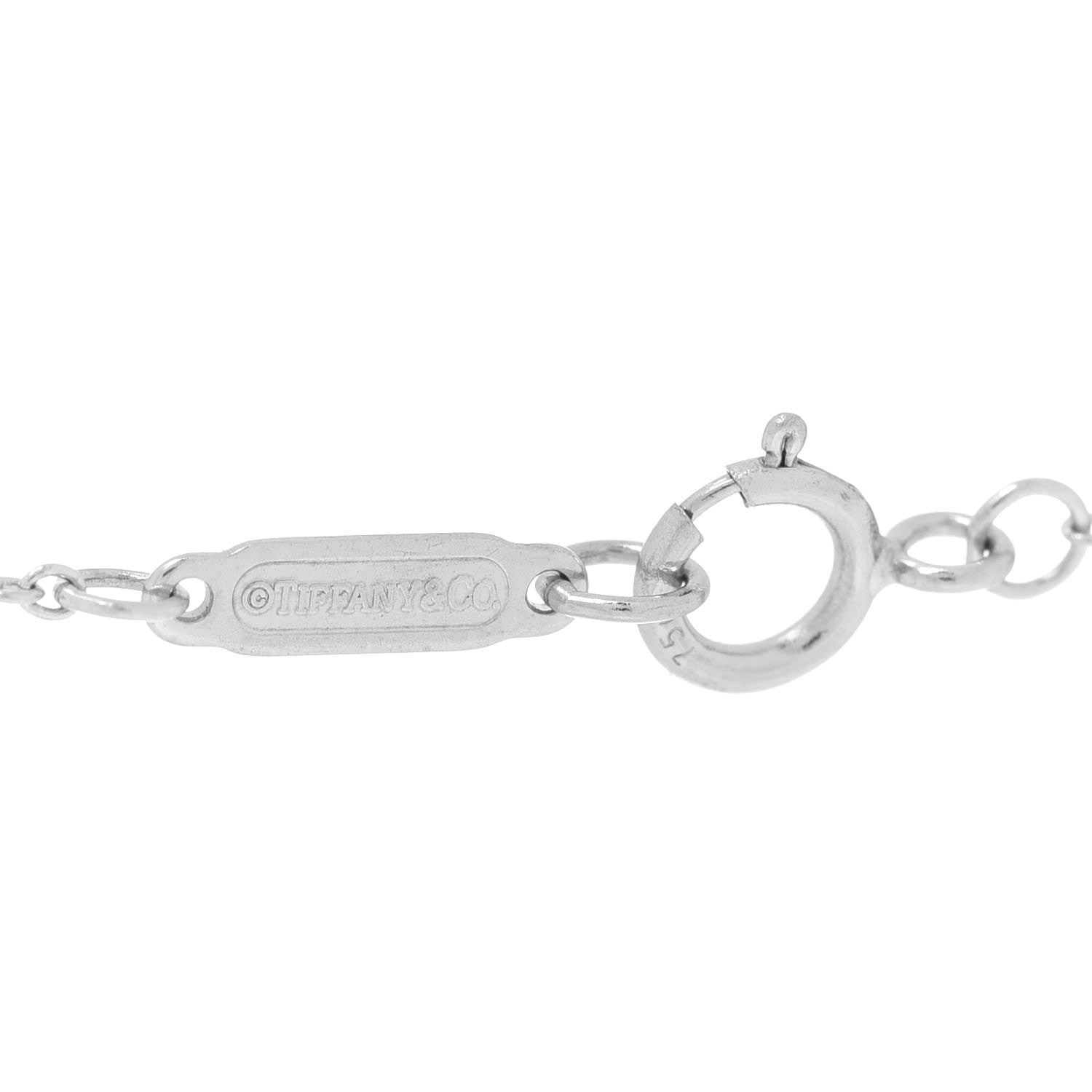 Tiffany Platinum Diamond .41ct Fleur De Lis Key Pendant Necklace 5 of 6