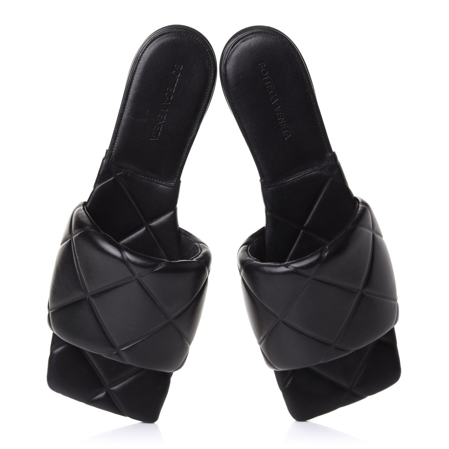 Nappa Quilted Rubber Lido Flat Sandals 41 Black