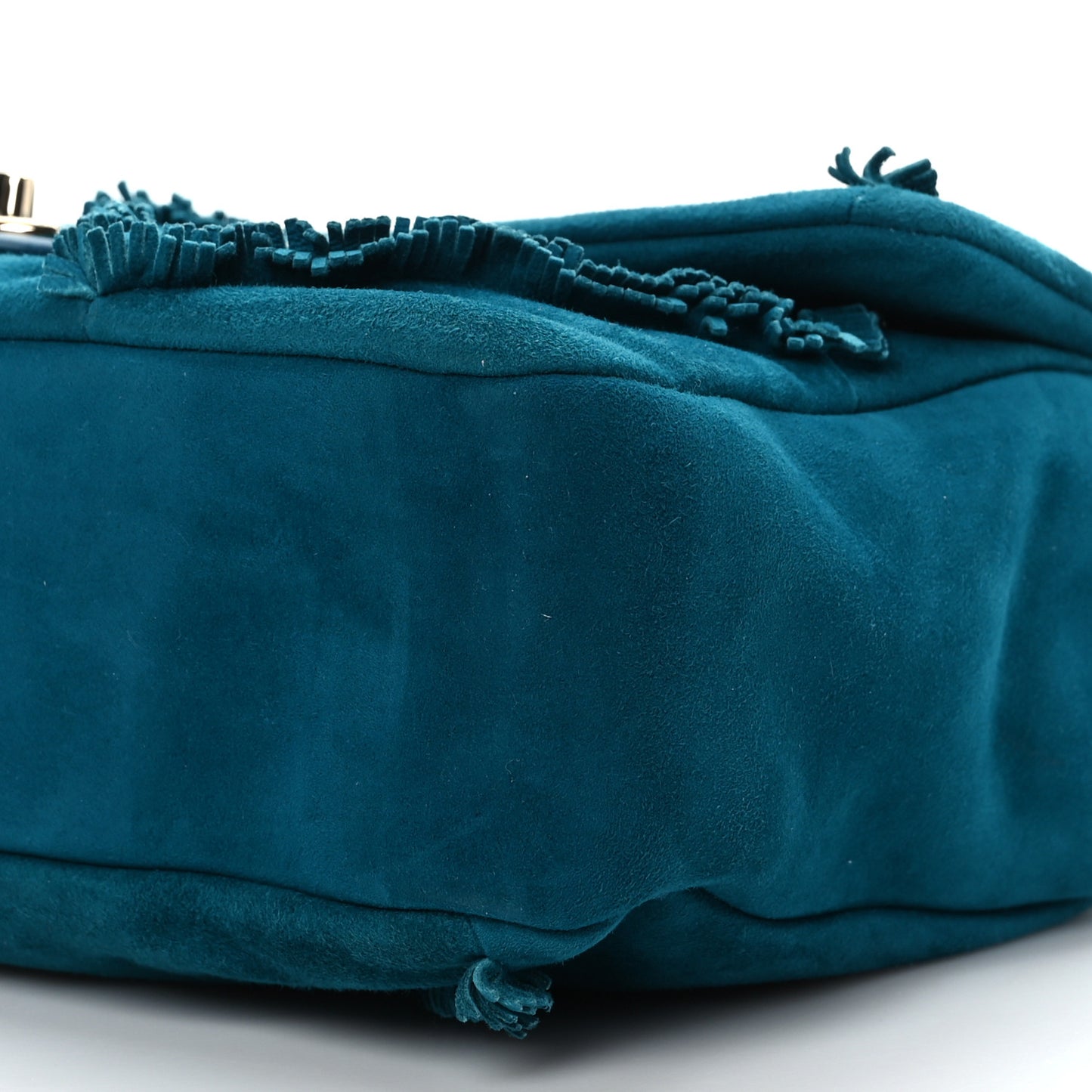 Suede Diamond Fringe Flap Bag Blue