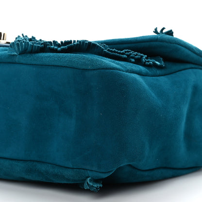 Chanel Suede Diamond Fringe Flap Bag Blue 9 of 9