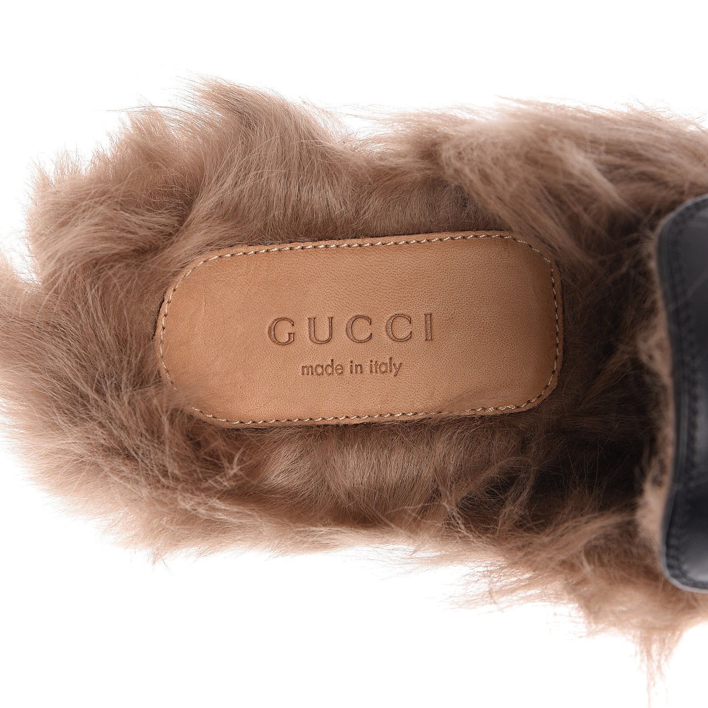 Calfskin Fur Womens Princetown Slippers 38.5 Black