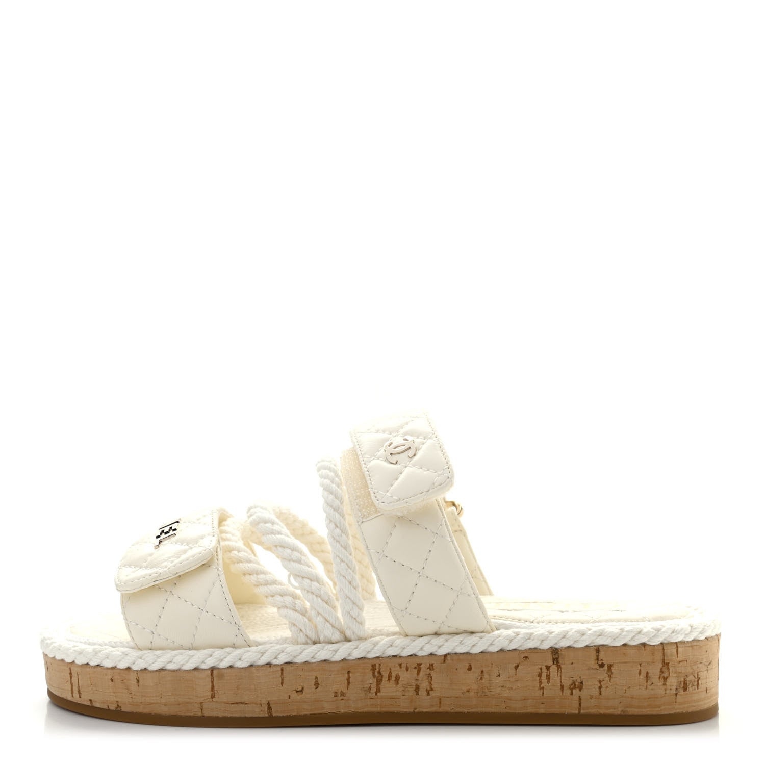 Chanel Cord Lambskin Quilted Logo Mules 36 White 1 of 7