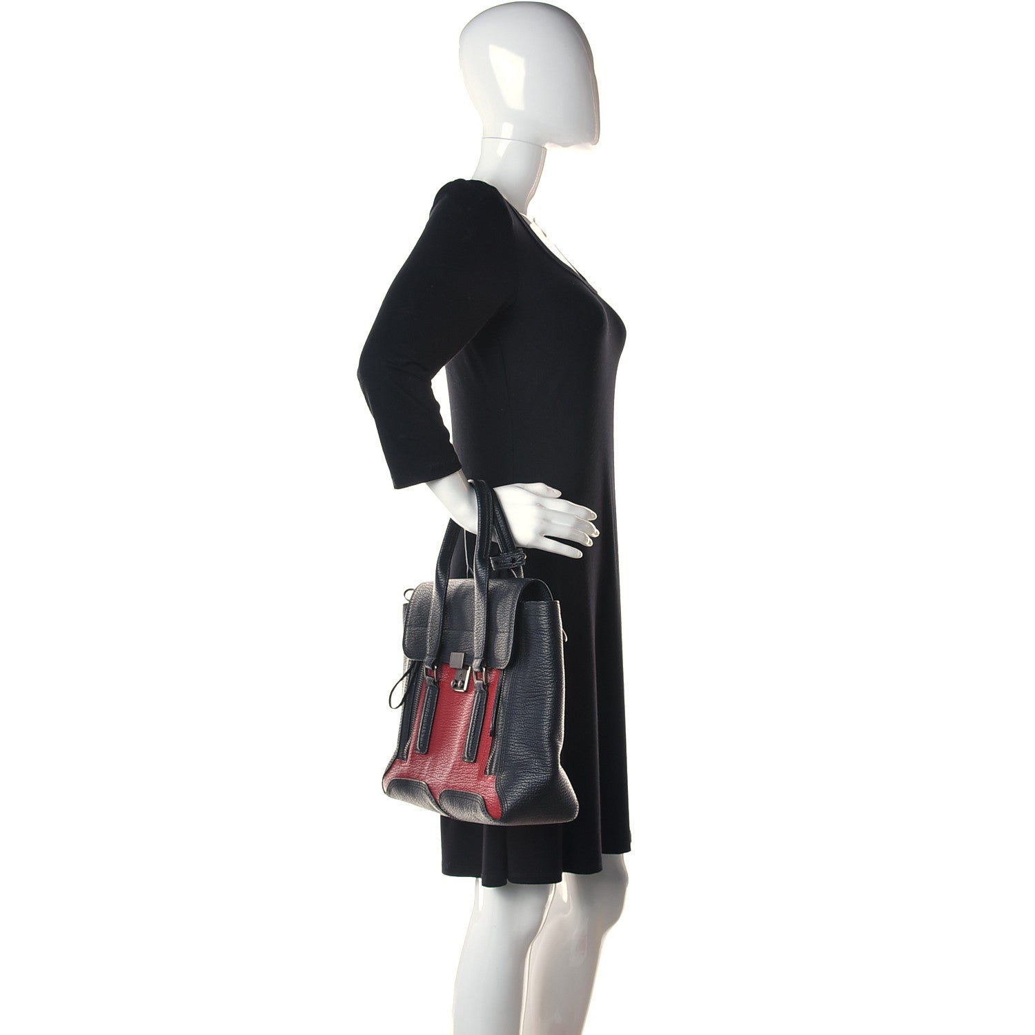 3.1 Phillip Lim Textured Calfskin Medium Pashli Satchel Crimson Black 2 of 11