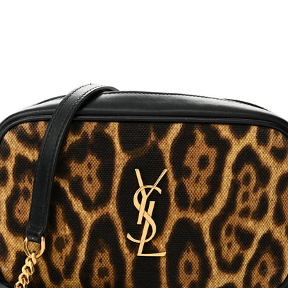 Saint Laurent Canvas Calfskin Leopard Print Monogram Mini Lou Camera Bag Brown 8 of 11