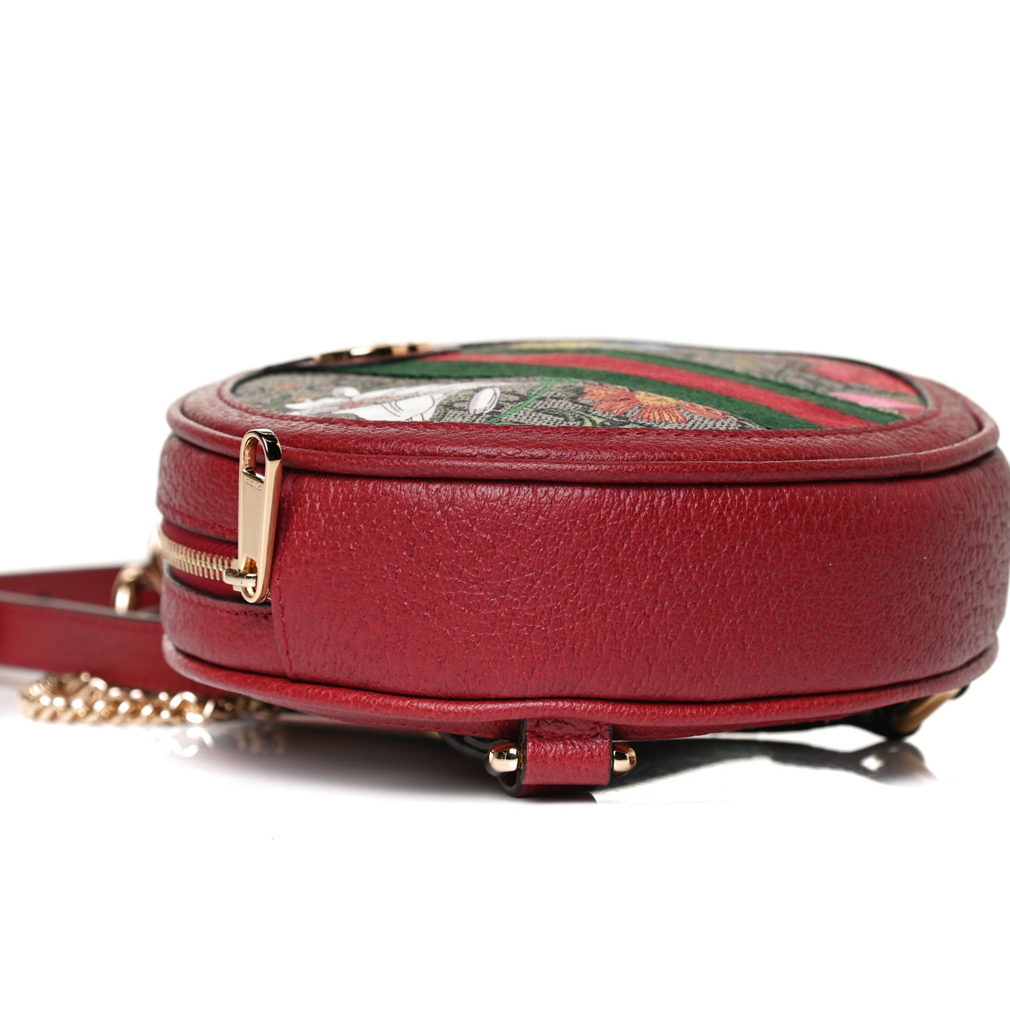 GG Supreme Monogram Web Flora Mini Ophidia Round Backpack Red