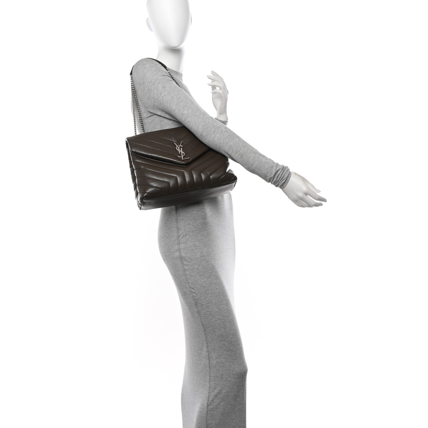 Calfskin Y Quilted Monogram Medium Loulou Chain Satchel Faggio