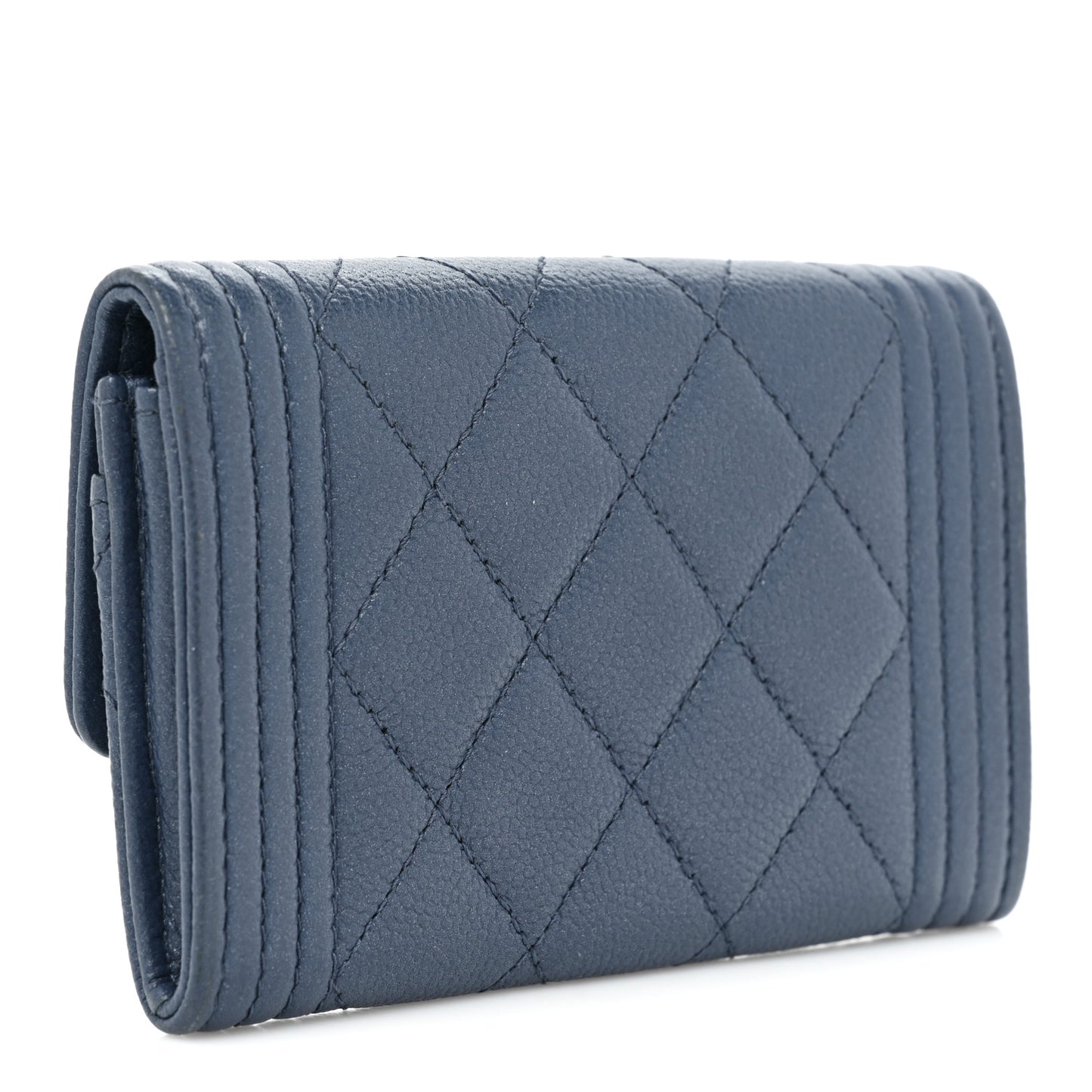 Caviar Quilted Boy Flap Card Holder Blue