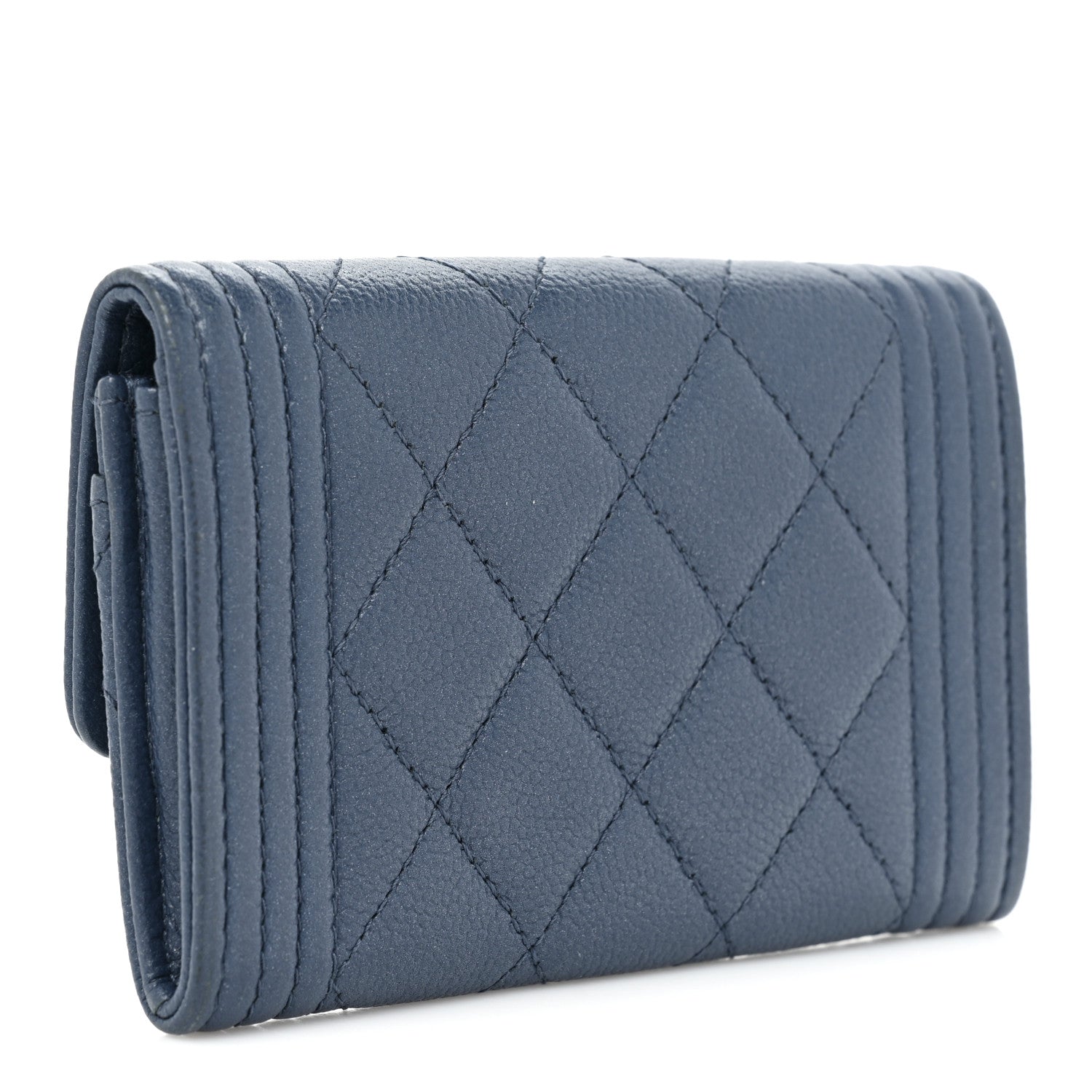 Chanel Caviar Quilted Boy Flap Card Holder Blue 3 of 11