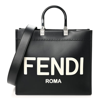 Fendi Vitello King Plexiglass Medium Fendi Sunshine Shopper Tote Black White 1 of 9