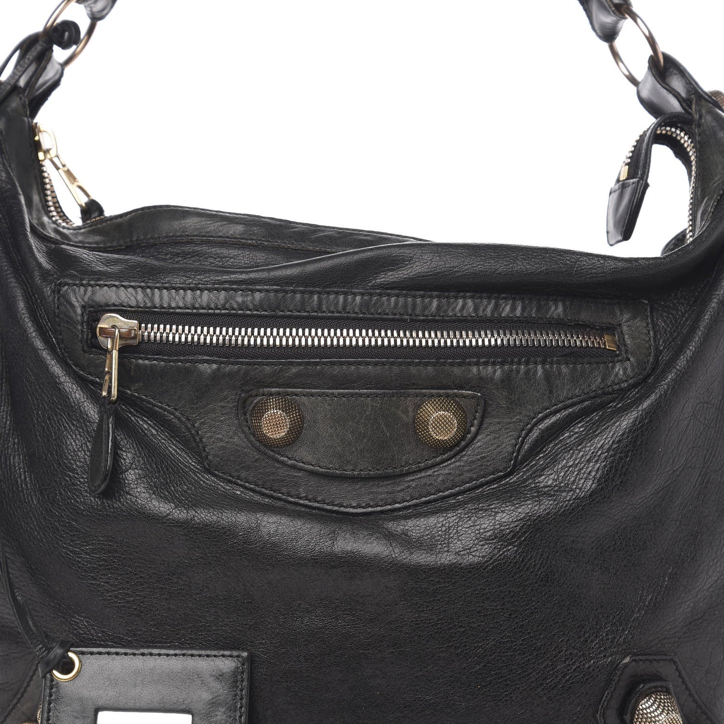 Agneau Giant 12 Yellow Gold Day Hobo Black