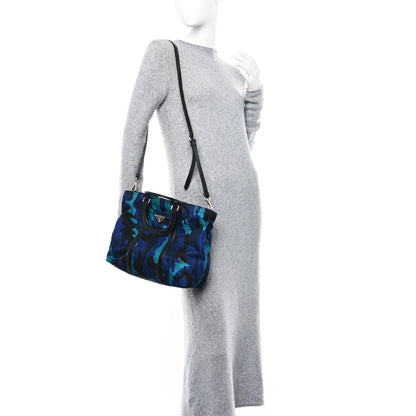 Prada Tessuto Nylon Camouflage Tote Royal Blue 2 of 10