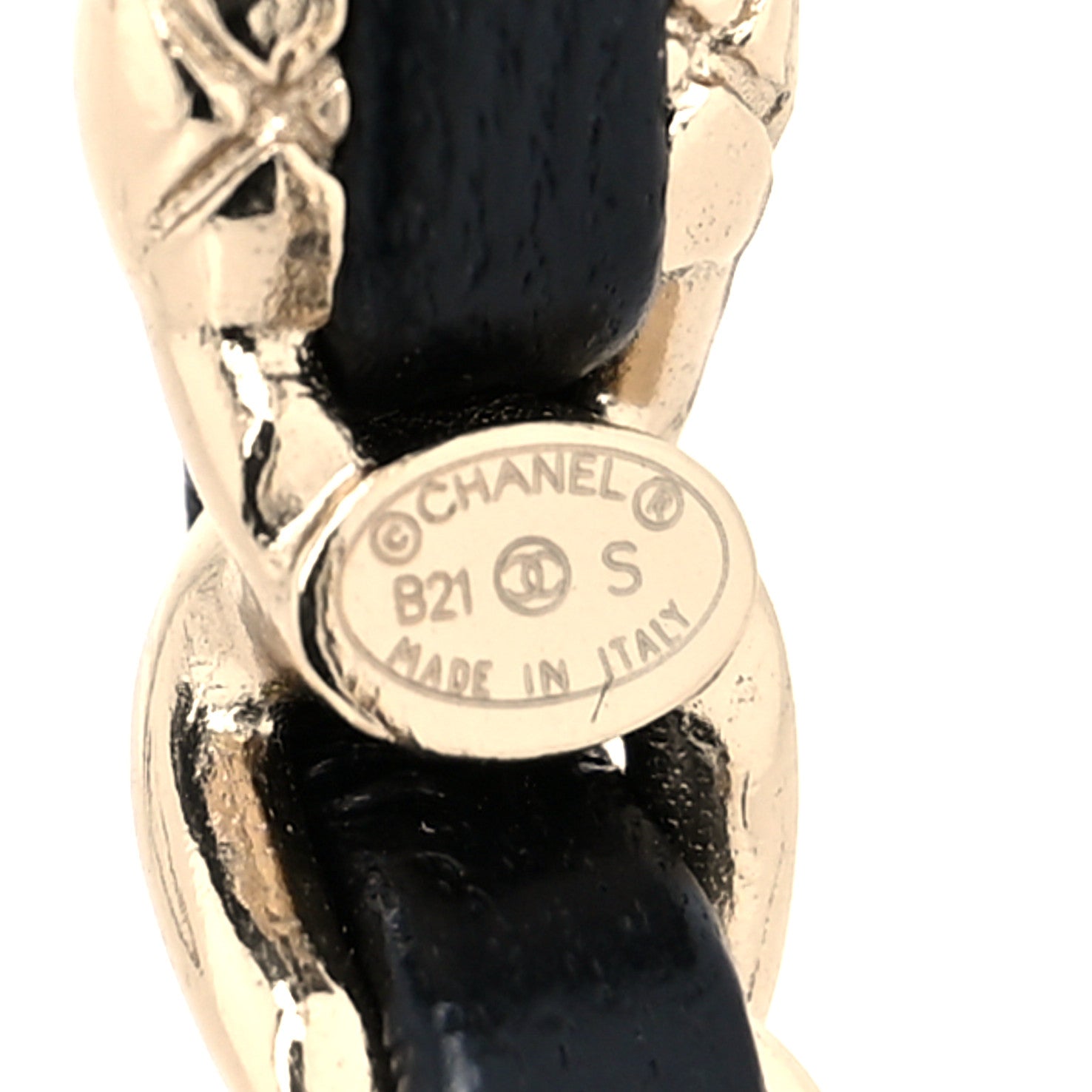 Chanel Metal Lambskin Quilted CC Turnlock Chain Hoop Earrings Gold Black 4 of 4