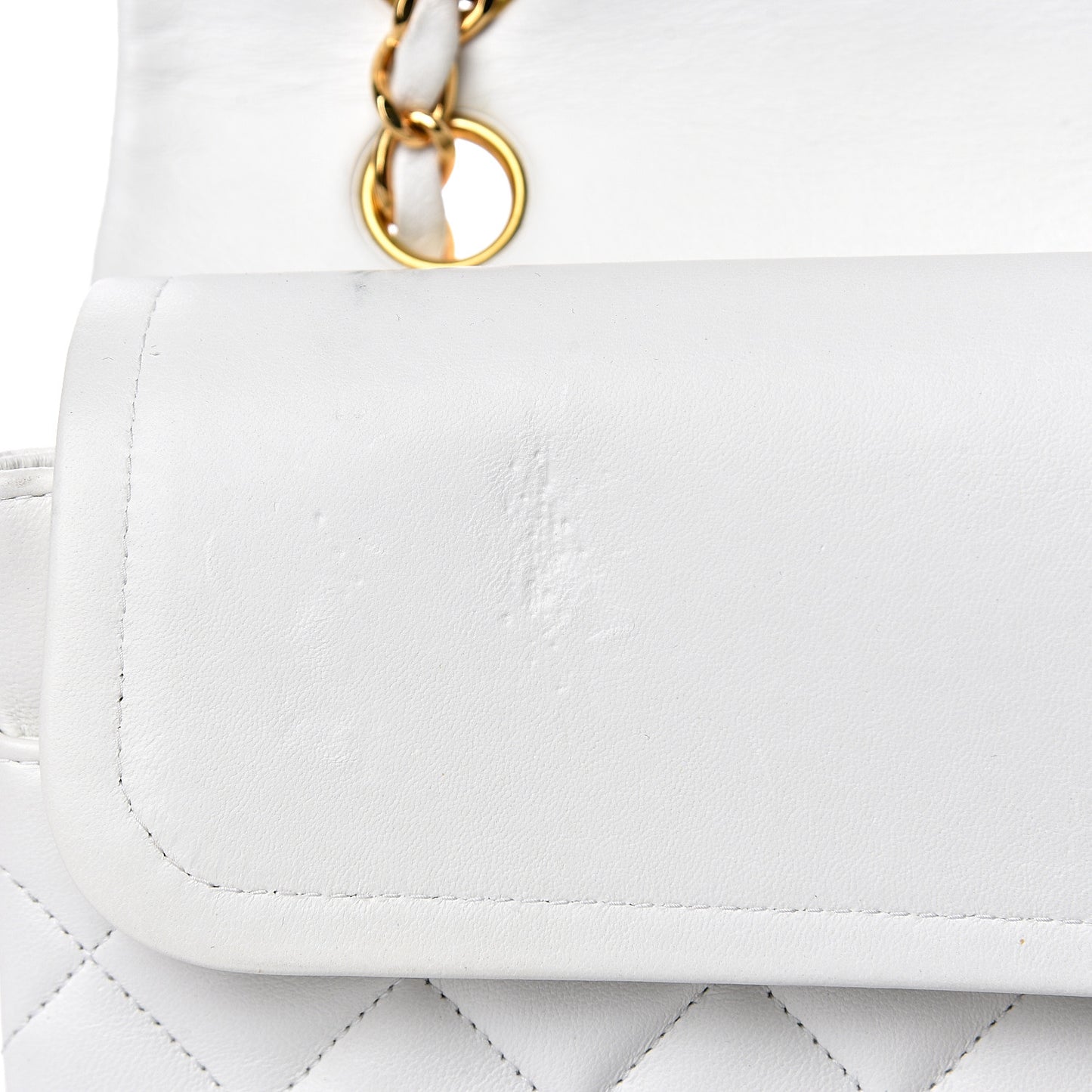 Lambskin Quilted Medium Double Flap White