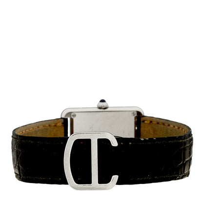 Cartier Stainless Steel Alligator 24mm Tank Solo Quartz Watch 3 of 5