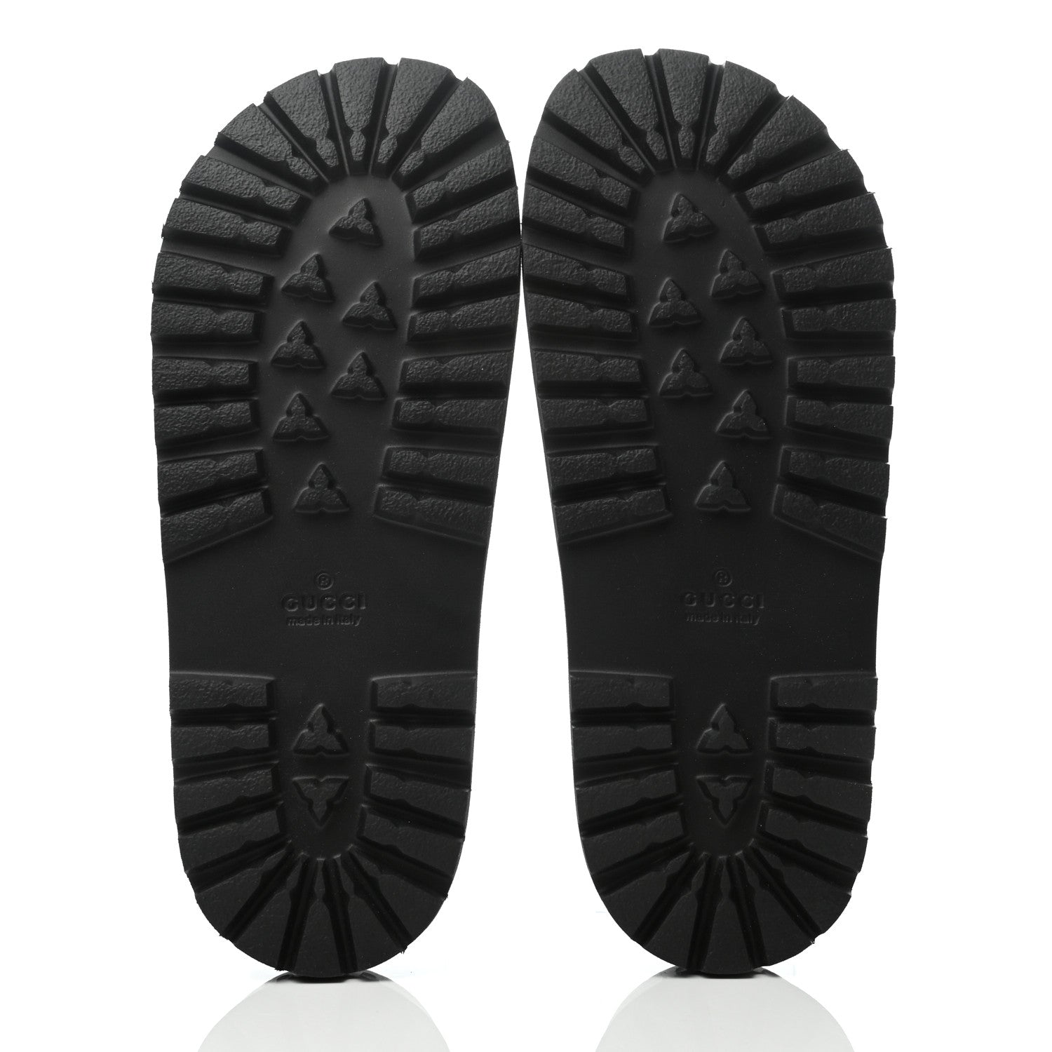 Gucci Rubber Web Mens Lug Sole Slide Sandals 6 Black Green Red 5 of 7