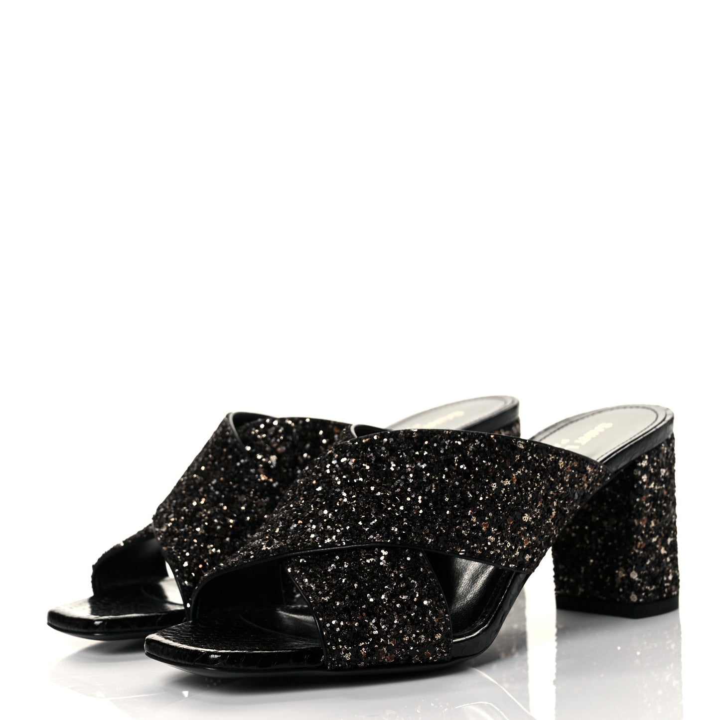 Glitter LouLou 70 Mule Sandals 36 Black Gold