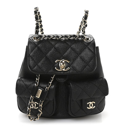 Chanel Shiny Caviar Quilted Small Duma Pockets Drawstring Backpack Black 1 of 11