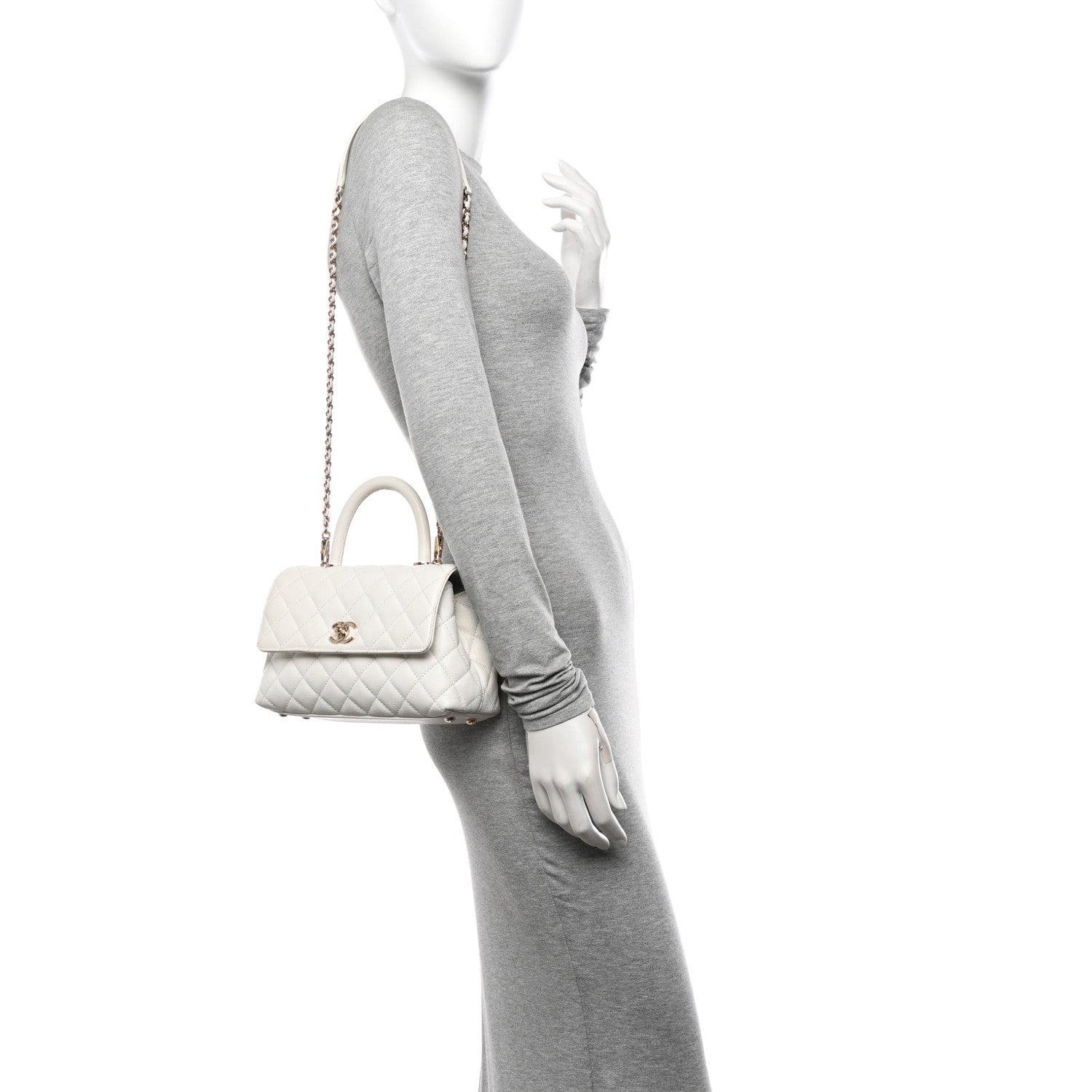 Chanel Caviar Quilted Mini Coco Handle Flap White 2 of 10