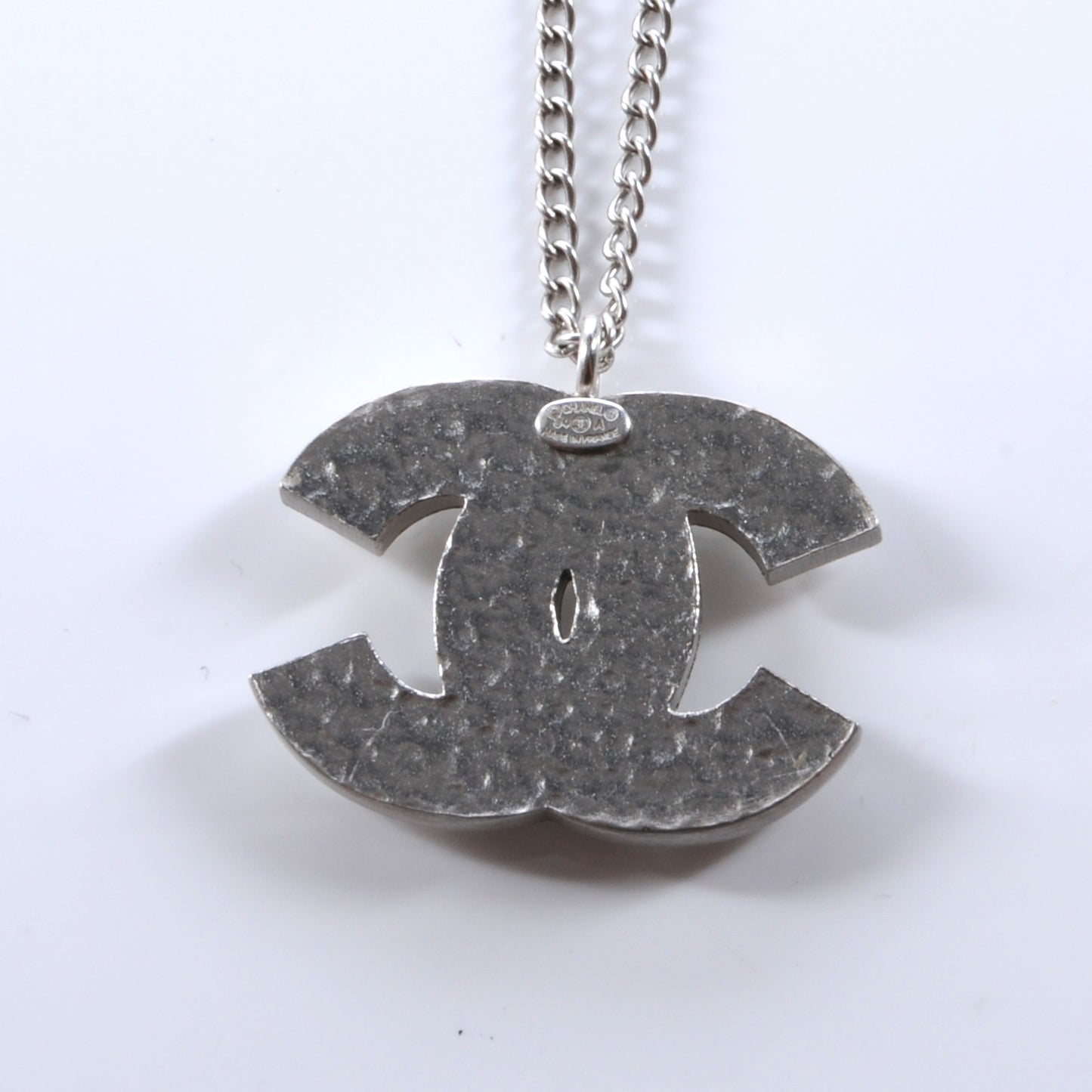Crystal CC Heart Necklace Silver