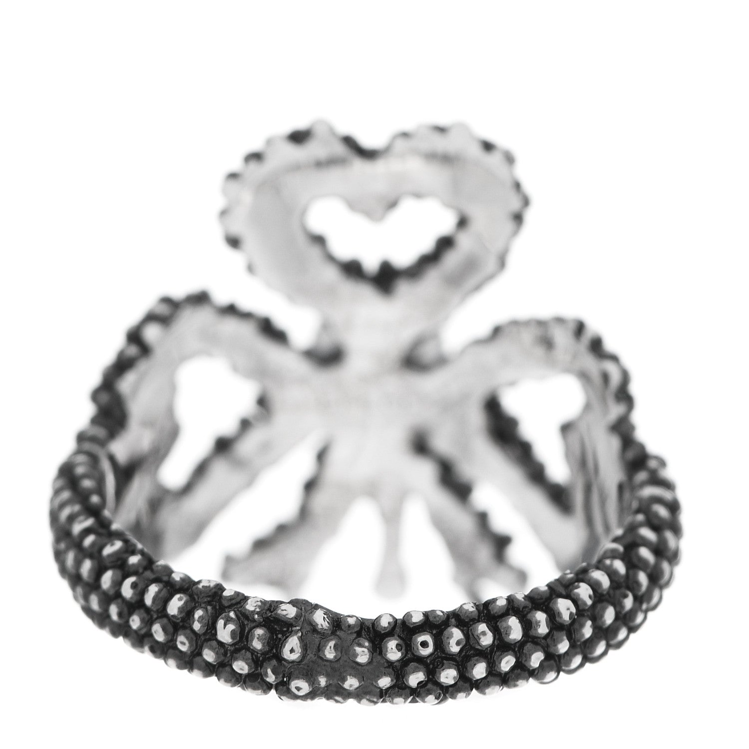 Gucci Sterling Silver Glass Pearl Heart Ribbon Ring 55 7.25 4 of 8