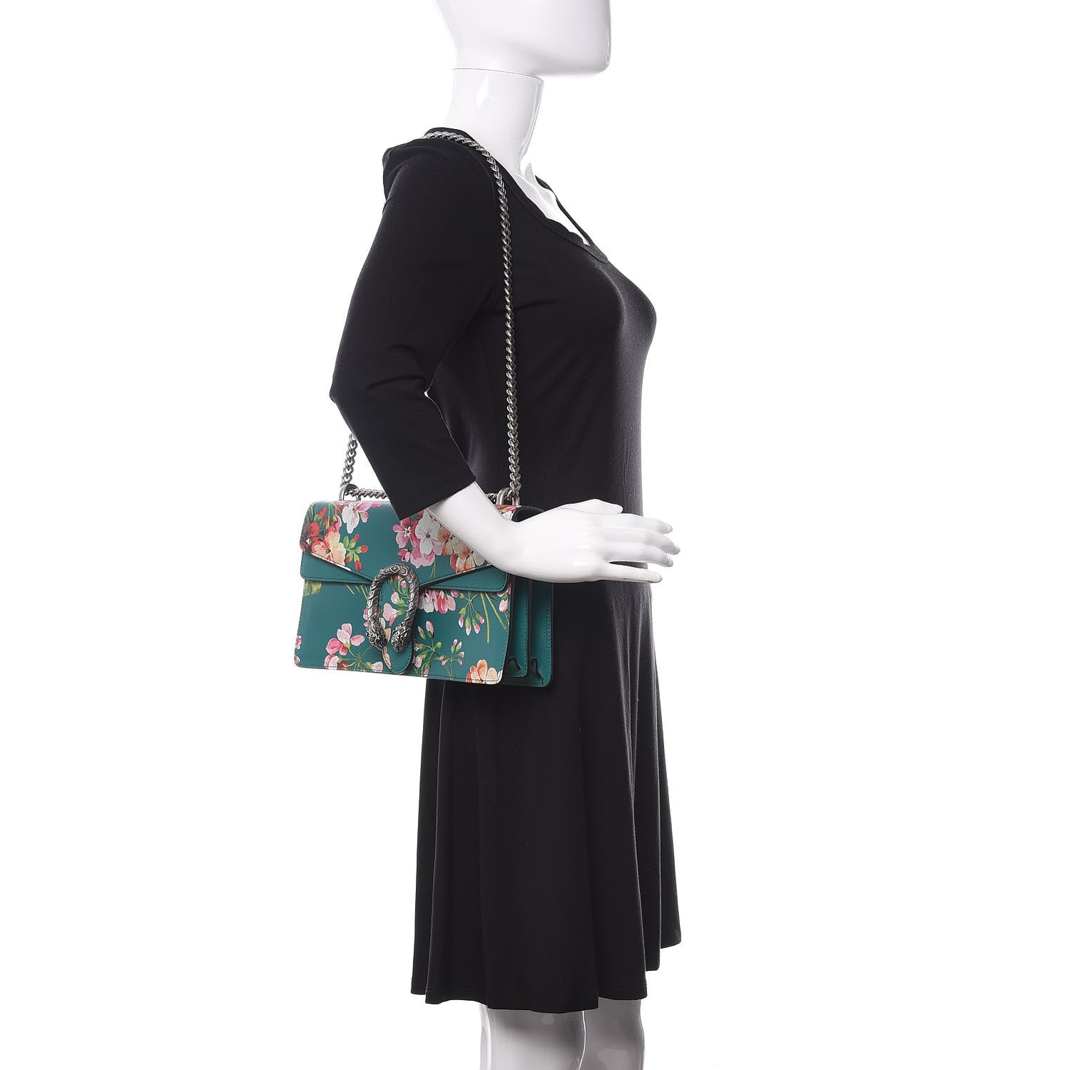 Gucci Calfskin Blooms Print Small Dionysus Shoulder Bag Bright Emerald Multicolor 2 of 10