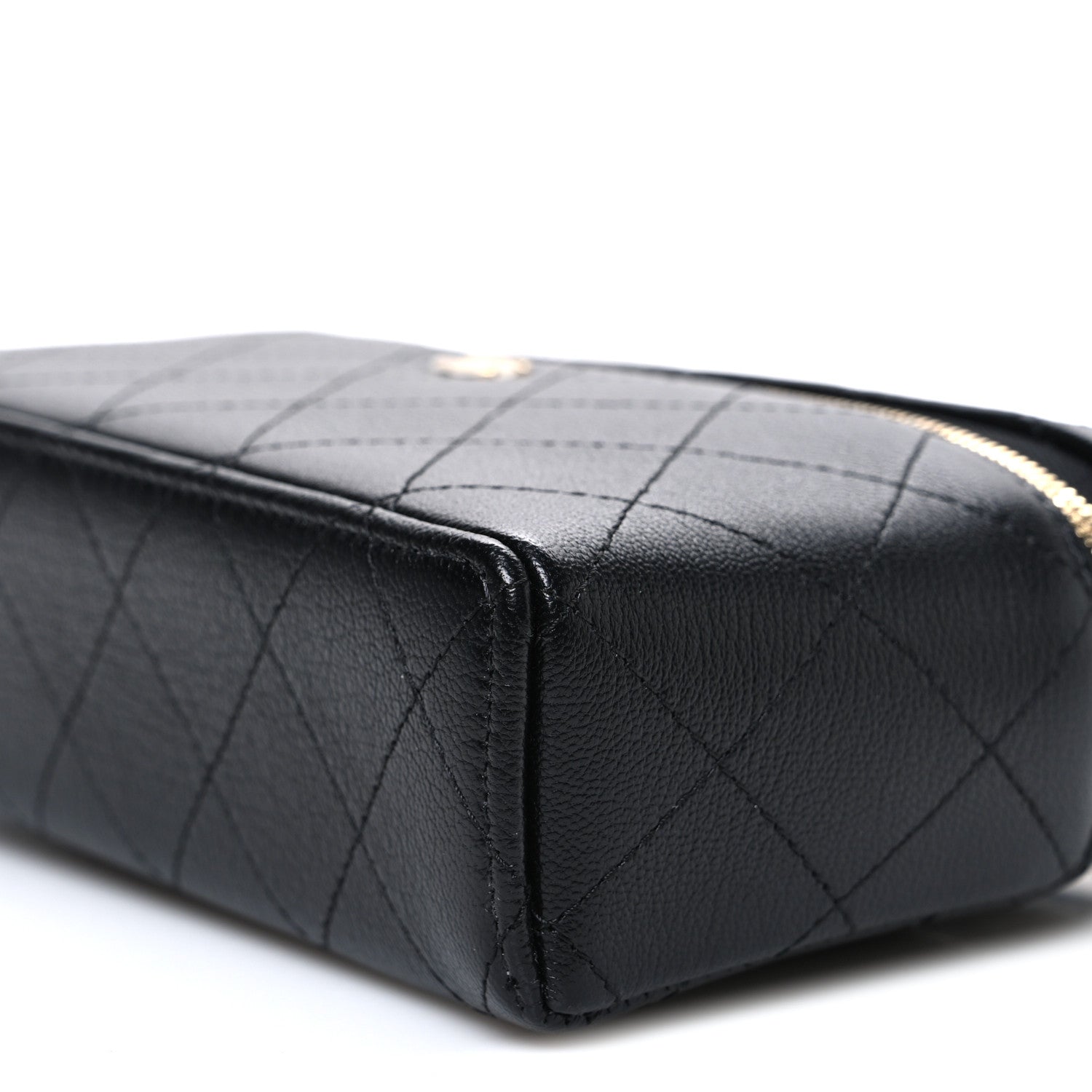Chanel Goatskin Stitched Top Handle Slim Vanity With Chain Black 10 of 11
