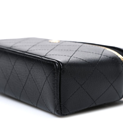 Chanel Goatskin Stitched Top Handle Slim Vanity With Chain Black 10 of 11