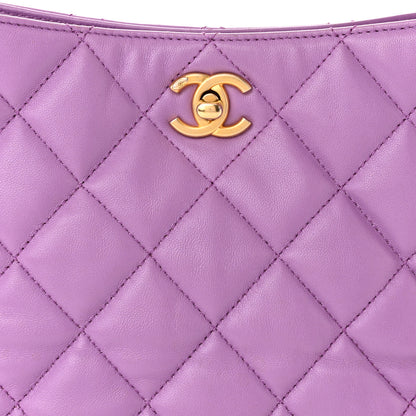 Chanel Lambskin Quilted Small Pick Me Up Hobo Purple 8 of 11