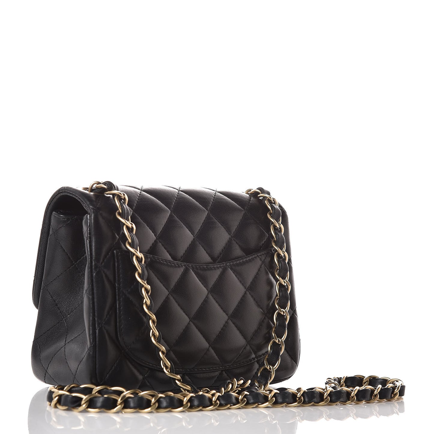 Lambskin Quilted Mini Square Flap Black