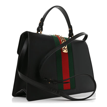 Gucci Calfskin Medium Sylvie Top Handle Bag Black 3 of 10
