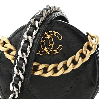 Chanel Lambskin Quilted Chanel 19 Round Clutch With Chain  Black 8 of 10