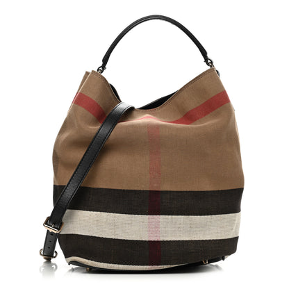 Burberry Canvas Mega Check Medium Ashby Hobo Saddle Black 3 of 19